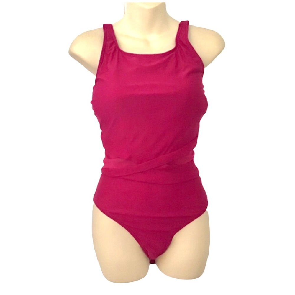 Coastal Blue Pink Mesh Side One Piece Swimsuit Size X Large - Picture 2 of 7